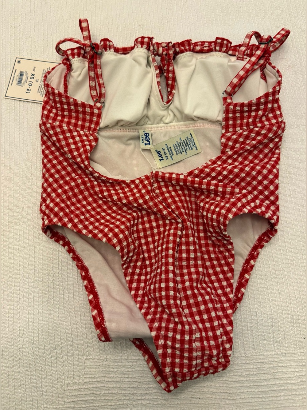 Lee Red and White Gingham Women's One-Piece Swimsuit Size XS 0-2 - Picture 7 of 12